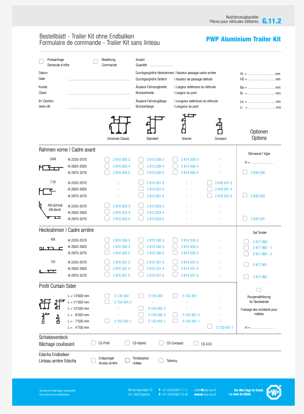 Formulaire de Commande Pour Trailerkit Sans Linteau