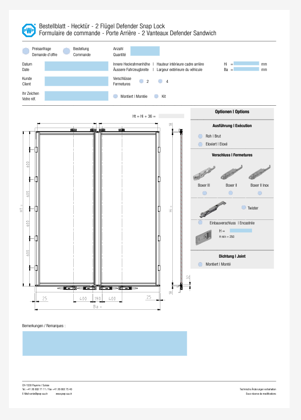 Porte Arrière 2 Vantaux Defender Sandwich (V2023)